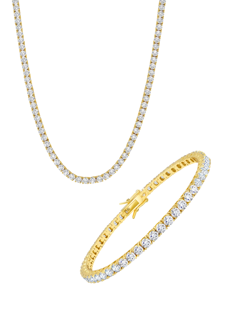 Gold Iced Out Tennis Set