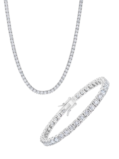 Silver Iced Out Tennis Set